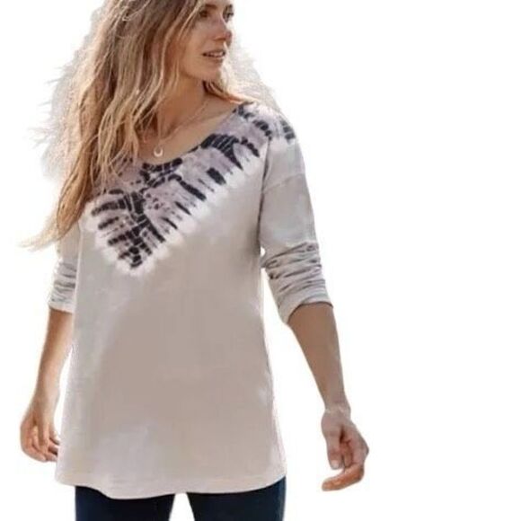 J. Jill Pure Jill Soft & Relaxed Tie-Dyed Tunic Gray Large NWT - Picture 1 of 8